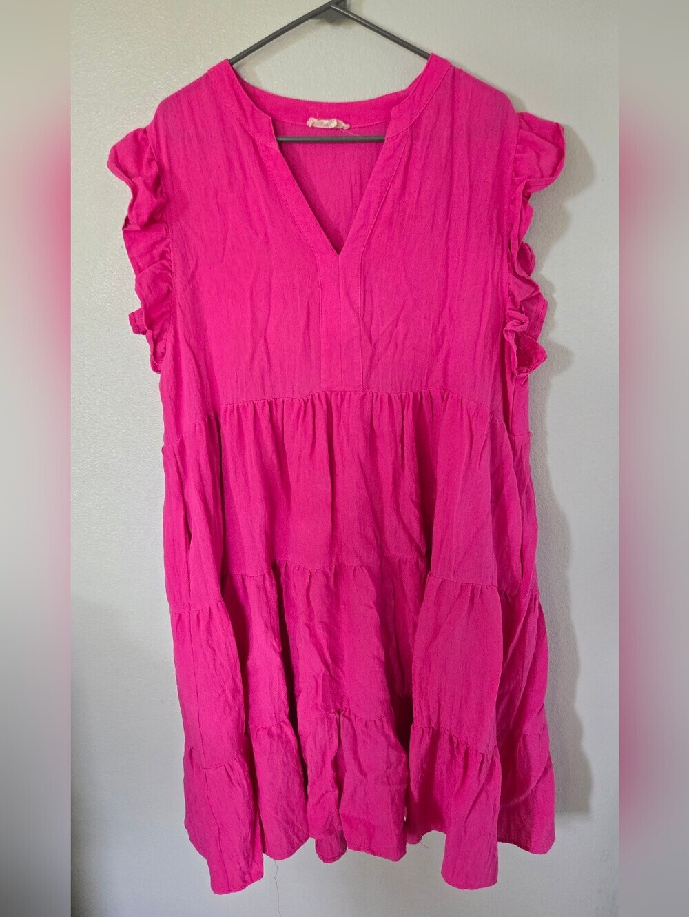 Entro | Bright Pink Cap Sleeve Baby Doll Dress Size 2X